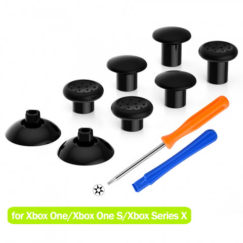 eXtremeRate ThumbsGear Interchangeable Ergonomic Thumbstick for Xbox Series X & S/Xbox One/Xbox One Elite/Xbox One S & X Controller with 3 Height Domed and Concave Grips Adjustable Joystick - Black - XOJ2104