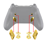 eXtremeRate Chrome Gold Glossy Replacement Redesigned Back Buttons HK3 HK4 Trigger lock K1 K2 Paddles for eXtremeRate Xbox One S X Controller LOFTY Remap & Trigger Stop Kit - XOMD0032