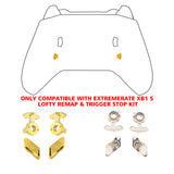 eXtremeRate Chrome Gold Glossy Replacement Redesigned Back Buttons HK3 HK4 Trigger lock K1 K2 Paddles for eXtremeRate Xbox One S X Controller LOFTY Remap & Trigger Stop Kit - XOMD0032