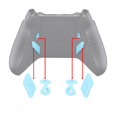 eXtremeRate Heaven Blue Soft Touch Grip Replacement Redesigned Back Buttons HK3 HK4 Trigger lock K1 K2 Paddles for eXtremeRate Xbox One S X Controller LOFTY Remap & Trigger Stop Kit - XOMD0038