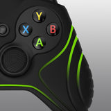 PlayVital Samurai Edition Black Anti-Slip Controller Grip Silicone Skin for Xbox One X/S Controller, Ergonomic Soft Rubber Protective Case Cover for Xbox One S/X Controller with Black Thumb Stick Caps - XOQ034