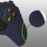 PlayVital Samurai Edition Midnight Blue Anti-Slip Controller Grip Silicone Skin for Xbox One X/S Controller, Ergonomic Soft Rubber Protective Case Cover for Xbox One S/X Controller with Black Thumb Stick Caps - XOQ036