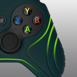 PlayVital Samurai Edition Racing Green Anti-Slip Controller Grip Silicone Skin for Xbox One X/S Controller, Ergonomic Soft Rubber Protective Case Cover for Xbox One S/X Controller with Black Thumb Stick Caps - XOQ037