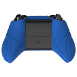 PlayVital Samurai Edition Blue Anti-Slip Controller Grip Silicone Skin for Xbox One X/S Controller, Ergonomic Soft Rubber Protective Case Cover for Xbox One S/X Controller with Black Thumb Stick Caps - XOQ039