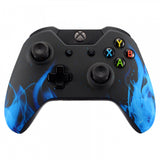 eXtremeRate lue Fire Flame Soft Touch Grip Front Shell Cover for Xbox One Remote Controller - XOT052