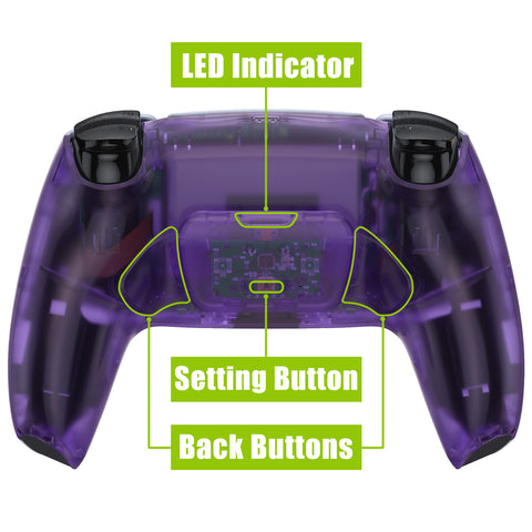 eXtremeRate Clear Atomic Purple Back Paddles Remappable Rise Remap Kit for PS5 Controller, Upgrade Board & Redesigned Back Shell & Back Buttons Attachment for PS5 Controller - Controller NOT Included - XPFM5002G2