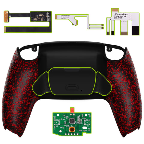 eXtremeRate Textured Red Back Paddles Remappable Rise 2.0 Remap Kit for PS5 Controller BDM-010/020, Upgrade Board & Redesigned Back Shell & Back Buttons Attachment for PS5 Controller - Controller NOT Included - XPFP3042G2