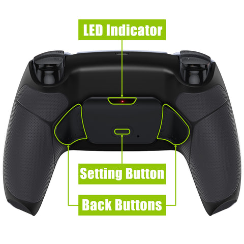 eXtremeRate Black Rubberized Grip  Back Paddles Remappable Rise Remap Kit for PS5 Controller, Upgrade Board & Redesigned Back Shell & Back Buttons Attachment for PS5 Controller - Controller NOT Included - XPFU6001