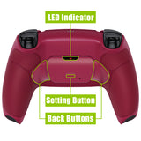 eXtremeRate Cosmic Red Rubberized Grip Back Paddles Remappable Rise 2.0 Remap Kit for PS5 Controller, Upgrade Board & Redesigned Back Shell & Back Buttons Attachment for PS5 Controller - Controller NOT Included - XPFU6008