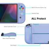 PlayVital ZealProtect Soft Protective Case for Nintendo Switch OLED, Flexible Protector Joycon Grip Cover for Nintendo Switch OLED with Thumb Grip Caps & ABXY Direction Button Caps - Light Violet - XSOYM5003