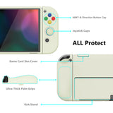PlayVital ZealProtect Soft Protective Case for Nintendo Switch OLED, Flexible Protector Joycon Grip Cover for Nintendo Switch OLED with Thumb Grip Caps & ABXY Direction Button Caps - Antique Yellow - XSOYM5005