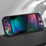 PlayVital ZealProtect Soft Protective Case for Nintendo Switch OLED, Flexible Protector Joycon Grip Cover for Nintendo Switch OLED with Thumb Grip Caps & ABXY Direction Button Caps - Purple Galaxy - XSOYV6001