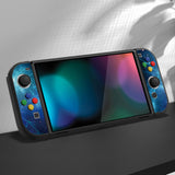 PlayVital ZealProtect Soft Protective Case for Nintendo Switch OLED, Flexible Protector Joycon Grip Cover for Nintendo Switch OLED with Thumb Grip Caps & ABXY Direction Button Caps - Blue Nebula - XSOYV6002