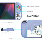 PlayVital ZealProtect Soft Protective Case for Nintendo Switch OLED, Flexible Protector Joycon Grip Cover for Nintendo Switch OLED with Thumb Grip Caps & ABXY Direction Button Caps - ICY Cube Penguin - XSOYV6011