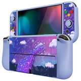 PlayVital ZealProtect Soft Protective Case for Nintendo Switch OLED, Flexible Protector Joycon Grip Cover for Nintendo Switch OLED with Thumb Grip Caps & ABXY Direction Button Caps - Pouring Starry - XSOYV6012