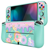PlayVital ZealProtect Soft Protective Case for Nintendo Switch OLED, Flexible Protector Joycon Grip Cover for Nintendo Switch OLED with Thumb Grip Caps & ABXY Direction Button Caps - Donut Odyssey - XSOYV6013
