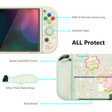 PlayVital ZealProtect Soft Protective Case for Nintendo Switch OLED, Flexible Protector Joycon Grip Cover for Nintendo Switch OLED with Thumb Grip Caps & ABXY Direction Button Caps - Summer Peaches - XSOYV6015
