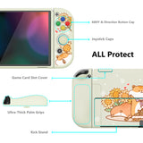 PlayVital ZealProtect Soft Protective Case for Nintendo Switch OLED, Flexible Protector Joycon Grip Cover for Nintendo Switch OLED with Thumb Grip Caps & ABXY Direction Button Caps - Hamster & Sunflower - XSOYV6018
