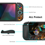 PlayVital ZealProtect Soft Protective Case for Nintendo Switch OLED, Flexible Protector Joycon Grip Cover for Nintendo Switch OLED with Thumb Grip Caps & ABXY Direction Button Caps - Halloween Candy Night - XSOYV6020