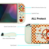 PlayVital ZealProtect Soft Protective Case for Nintendo Switch OLED, Flexible Protector Joycon Grip Cover for Nintendo Switch OLED with Thumb Grip Caps & ABXY Direction Button Caps - Little Devils - XSOYV6021