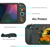 PlayVital ZealProtect Soft Protective Case for Nintendo Switch OLED, Flexible Protector Joycon Grip Cover for Nintendo Switch OLED with Thumb Grip Caps & ABXY Direction Button Caps - Moon Night Halloween - XSOYV6022