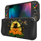 PlayVital ZealProtect Soft Protective Case for Nintendo Switch OLED, Flexible Protector Joycon Grip Cover for Nintendo Switch OLED with Thumb Grip Caps & ABXY Direction Button Caps - Moon Night Halloween - XSOYV6022