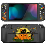 PlayVital ZealProtect Soft Protective Case for Nintendo Switch OLED, Flexible Protector Joycon Grip Cover for Nintendo Switch OLED with Thumb Grip Caps & ABXY Direction Button Caps - Moon Night Halloween - XSOYV6022