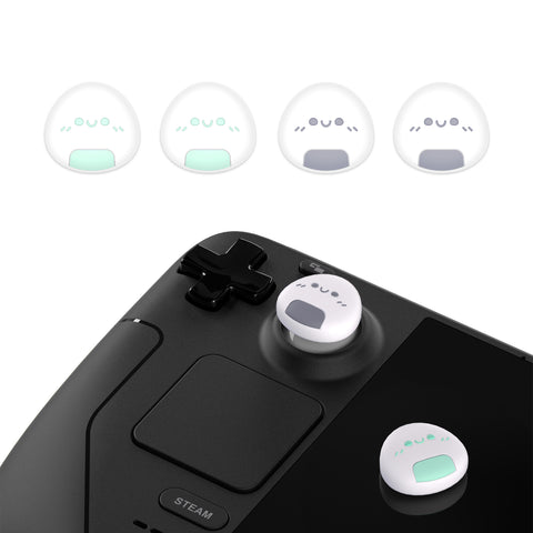 PlayVital Thumb Grip Caps for Steam Deck, Silicone Thumbsticks Grips Joystick Caps for Steam Deck - Onigiri - YFSDM006