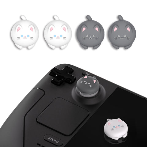 PlayVital Thumb Grip Caps for Steam Deck LCD, Silicone Thumbsticks Grips Joystick Caps for Steam Deck OLED - Cutie Kitty - YFSDM007