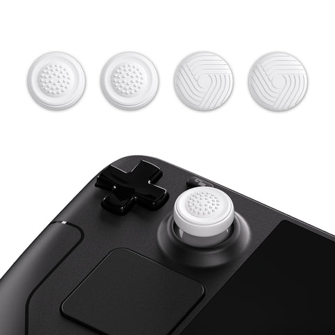 PlayVital Thumb Grip Caps for Steam Deck LCD, for PS Portal Remote Player Silicone Thumbsticks Grips Joystick Caps for Steam Deck OLED - Samurai & Guardian Edition - White - YFSDM014