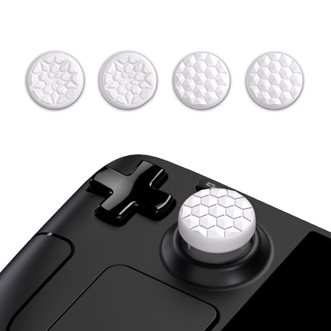 PlayVital Thumb Grip Caps for Steam Deck LCD, for PS Portal Remote Player Silicone Thumbsticks Grips Joystick Caps for Steam Deck OLED - Diamond Grain & Crack Bomb Design - White - YFSDM015