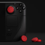 PlayVital Passion Red Thumb Grip Caps for Steam Deck, Silicone Thumbsticks Grips Joystick Caps for Steam Deck - Diamond Grain & Crack Bomb Design - YFSDM017