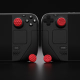 PlayVital Passion Red Thumb Grip Caps for Steam Deck, Silicone Thumbsticks Grips Joystick Caps for Steam Deck - Diamond Grain & Crack Bomb Design - YFSDM017
