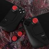 PlayVital Passion Red Thumb Grip Caps for Steam Deck, Silicone Thumbsticks Grips Joystick Caps for Steam Deck - Diamond Grain & Crack Bomb Design - YFSDM017