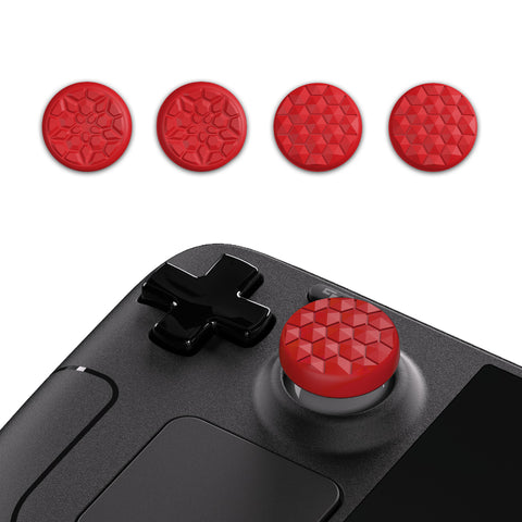 PlayVital Passion Red Thumb Grip Caps for Steam Deck LCD, Silicone Thumbsticks Grips Joystick Caps for Steam Deck OLED - Diamond Grain & Crack Bomb Design - YFSDM017