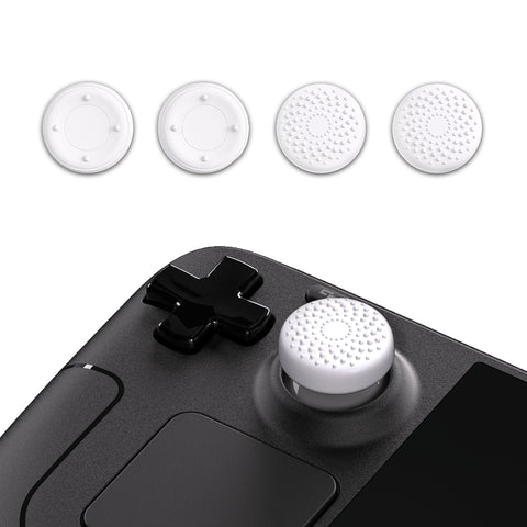 PlayVital White Thumb Grip Caps for Steam Deck, Silicone Thumbsticks Grips Joystick Caps for Steam Deck - Raised Dots & Studded Design - YFSDM018