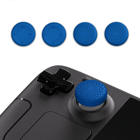 PlayVital Blue Thumb Grip Caps for Steam Deck, Silicone Thumbsticks Grips Joystick Caps for Steam Deck - Raised Dots & Studded Design - YFSDM020