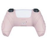 PlayVital Guardian Edition Pink Ergonomic Soft Anti-slip Controller Silicone Case Cover, Rubber Protector Skins with White Joystick Caps for PS5 Controller - YHPF005