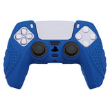 PlayVital Guardian Edition Blue Ergonomic Soft Anti-slip Controller Silicone Case Cover, Rubber Protector Skins with Black Joystick Caps for PS5 Controller - YHPF008