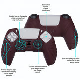 PlayVital Guardian Edition Wine Red Ergonomic Soft Anti-slip Controller Silicone Case Cover, Rubber Protector Skins with Black Joystick Caps for PS5 Controller - YHPF011