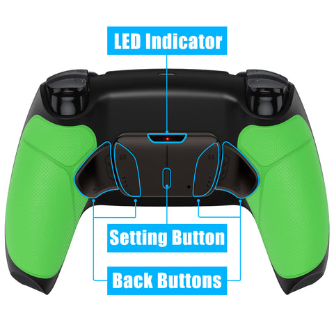 eXtremeRate Rubberized Green Remappable Real Metal Buttons (RMB) Version RISE4 Remap Kit for PS5 Controller BDM 010 & BDM 020, Upgrade Board & Redesigned Back Shell & 4 Back Buttons for PS5 Controller - YPFJ7003