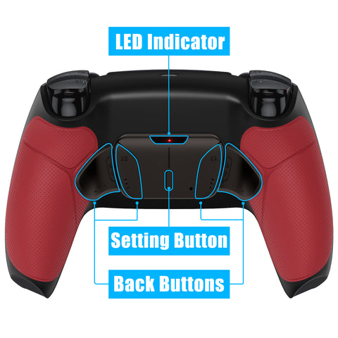 eXtremeRate Rubberized Red Remappable Real Metal Buttons (RMB) Version RISE4 Remap Kit for PS5 Controller BDM 010 & BDM 020, Upgrade Board & Redesigned Back Shell & 4 Back Buttons for PS5 Controller - YPFJ7004