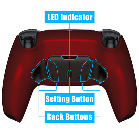 eXtremeRate Scarlet Red Remappable Real Metal Buttons (RMB) Version RISE4 Remap Kit for PS5 Controller BDM 010 & BDM 020, Upgrade Board & Redesigned Back Shell & 4 Back Buttons for PS5 Controller - YPFJ7007