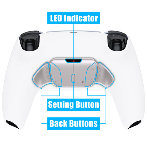 eXtremeRate White Remappable Real Metal Buttons (RMB) Version RISE4 Remap Kit for PS5 Controller BDM 010 & BDM 020, Upgrade Board & Redesigned Back Shell & 4 Back Buttons for PS5 Controller - YPFJ7008