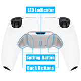 eXtremeRate Silver Real Metal Buttons (RMB) Version RISE4 Remap Kit for PS5 Controller BDM-030 with White Redesigned Back Shell, Upgrade Board & 4 Back Buttons for PS5 Controller - YPFJ7008G3