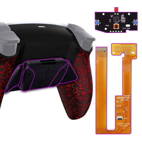 eXtremeRate Textured Red Black Remappable RISE4 Remap Kit for PS5 Controller BDM-030, Upgrade Board & Redesigned Back Shell & 4 Back Buttons for PS5 Controller - Controller NOT Included - YPFP3004G3