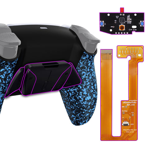 eXtremeRate Textured Blue Black Remappable RISE4 Remap Kit for PS5 Controller BDM-030, Upgrade Board & Redesigned Back Shell & 4 Back Buttons for PS5 Controller - Controller NOT Included - YPFP3005G3