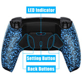 eXtremeRate Textured Blue Black Remappable RISE4 Remap Kit for PS5 Controller BDM-030/040, Upgrade Board & Redesigned Back Shell & 4 Back Buttons for PS5 Controller - Controller NOT Included - YPFP3005G3
