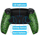 eXtremeRate Textured Green Remappable RISE4 Remap Kit for PS5 Controller BDM 010 & BDM 020, Upgrade Board & Redesigned Back Shell & 4 Back Buttons for PS5 Controller - Controller NOT Included - YPFP3010
