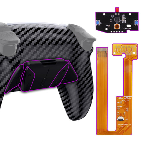 eXtremeRate Graphite Carbon Fiber Pattern Remappable RISE4 Remap Kit for PS5 Controller BDM-030, Upgrade Board & Redesigned Back Shell & 4 Back Buttons for PS5 Controller - Controller NOT Included - YPFS2002G3